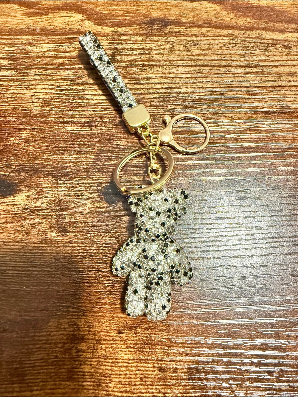 Gold Crystal Bear Keychain Charm - Women Accessories